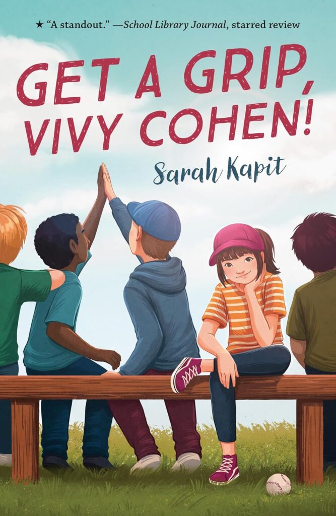 Book cover
"A standout." - School Library Journal, starred review
GET A GRIP, VIVY COHEN
Sarah Kapit
Image of a girl in a cap sitting on a bench, facing us, four boys facing the other way.