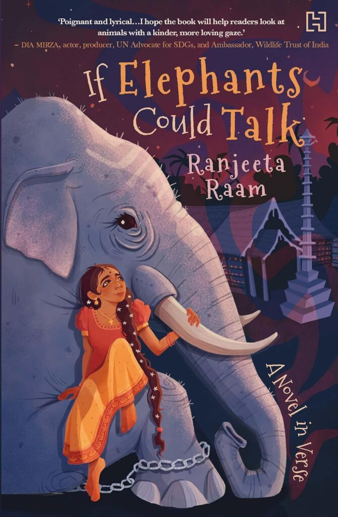 Book cover
If Elephants Could Talk
Ranjeeta Raam
A Novel in Verse
Image of a girl with long hair sitting on the folded leg of a chained elephant