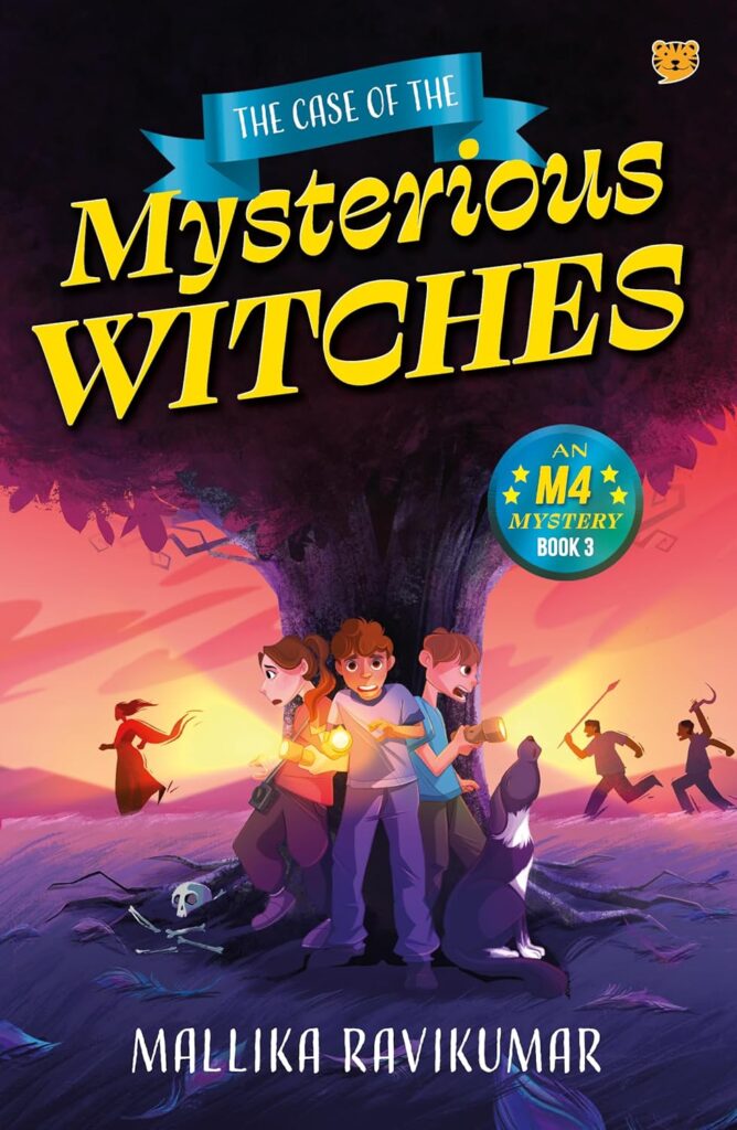 Book Cover
The Case of the Mysterious Witches
An M4 Mystery Book 3
Mallika Ravikumar
Three children and a dog hide behind a tree as armed men chase a woman in a sari