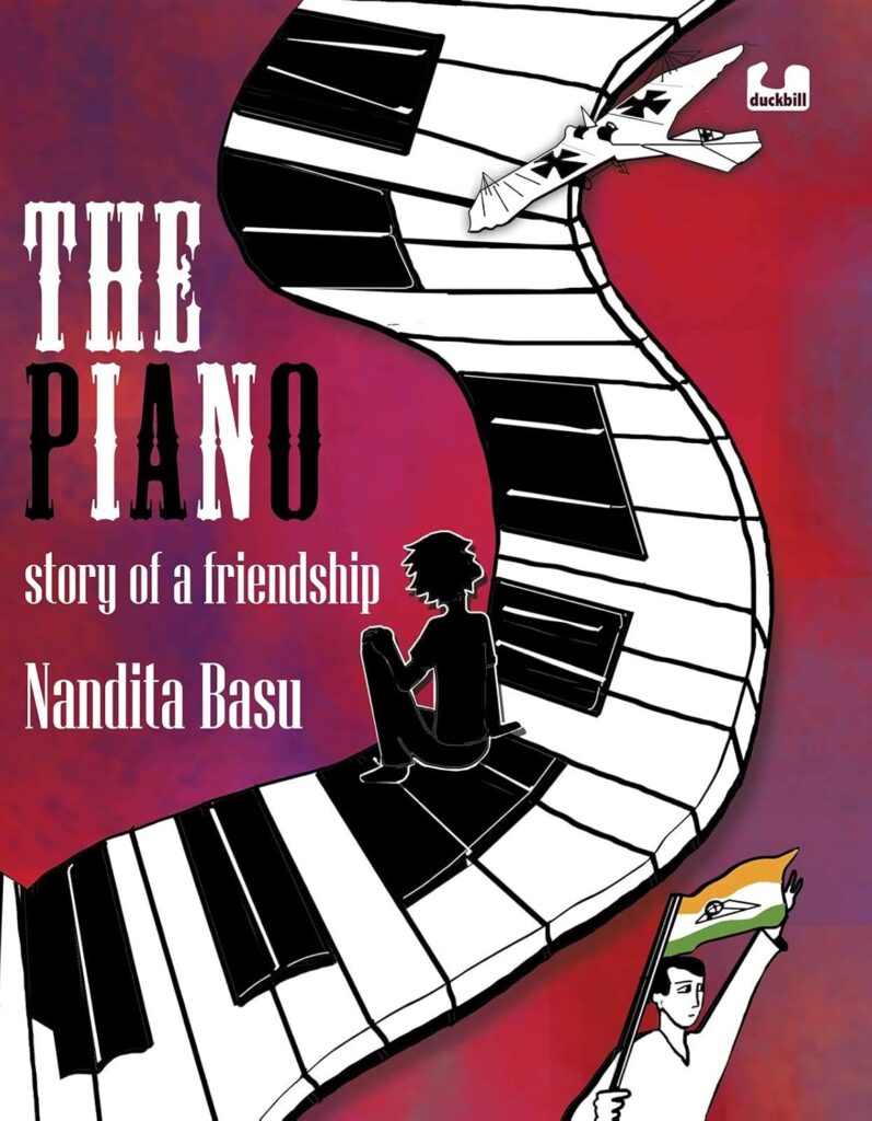 Book Cover
The Piano
story of a friendship
Nandita Basu
Silhouette of a girl sitting on a winding piano
