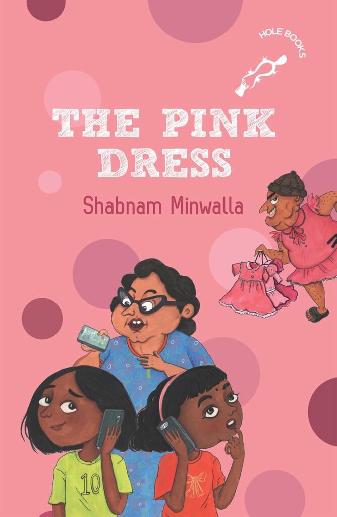 Book Cover
The Pink Dress
Shabnam Minwalla
Image of a burglar in a pink dress slinking away as two girls talk on a phone and a woman stares at a third phone.