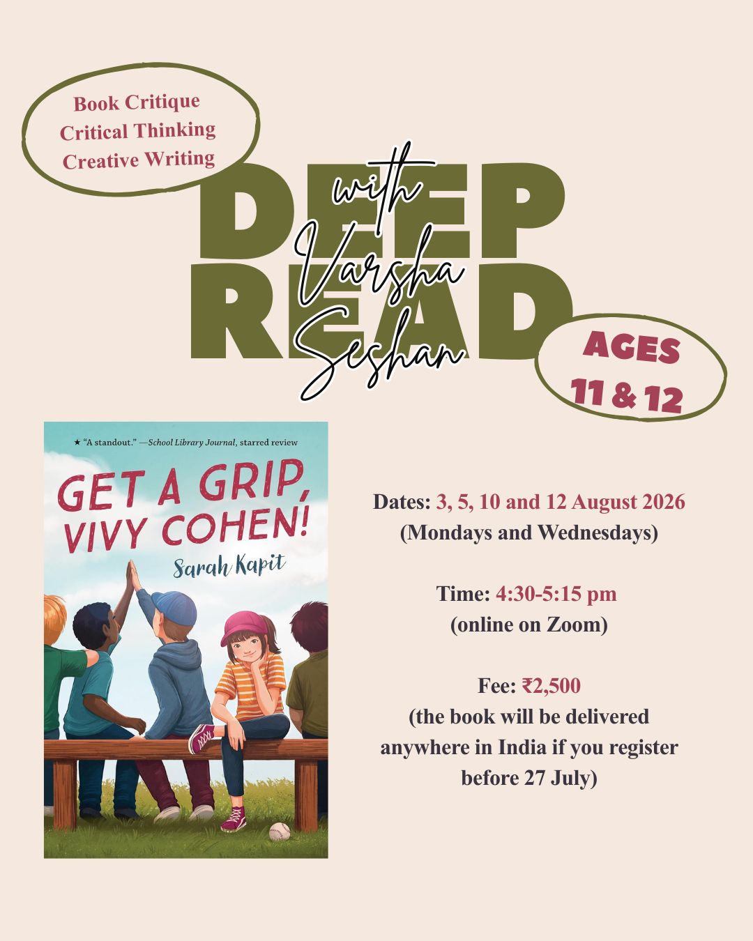 Deep Read (ages 11 and 12) - Get a Grip, Vivy Cohen!