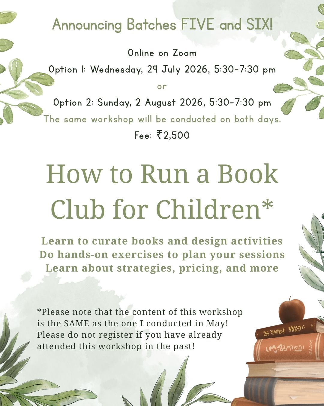 How to Run a Book Club for Children - Batch 5 (Wednesday)