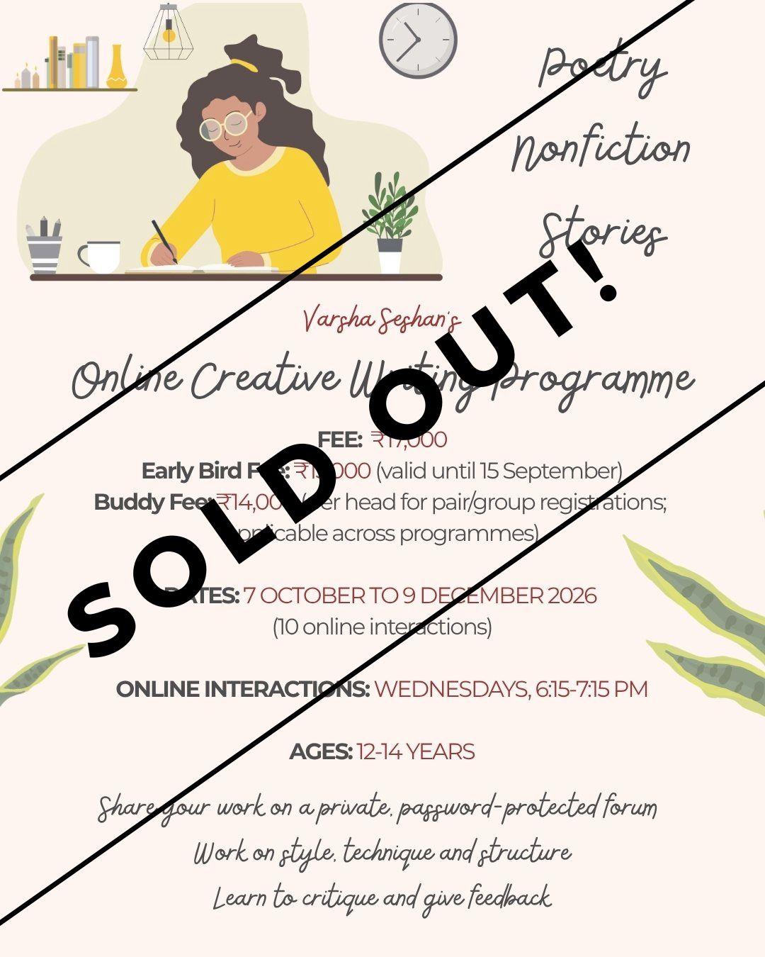 Online Creative Writing Programme (ages 12 to 14) - October 2026