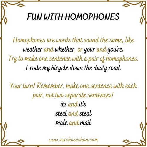 Writing Activity 7 Fun with Homophones
